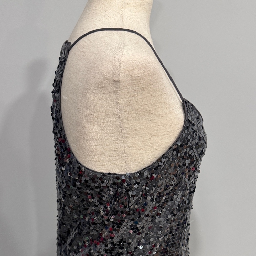 Express Spaghetti Strap Racerback Sequin Gray Dress Small - Picture 7 of 7